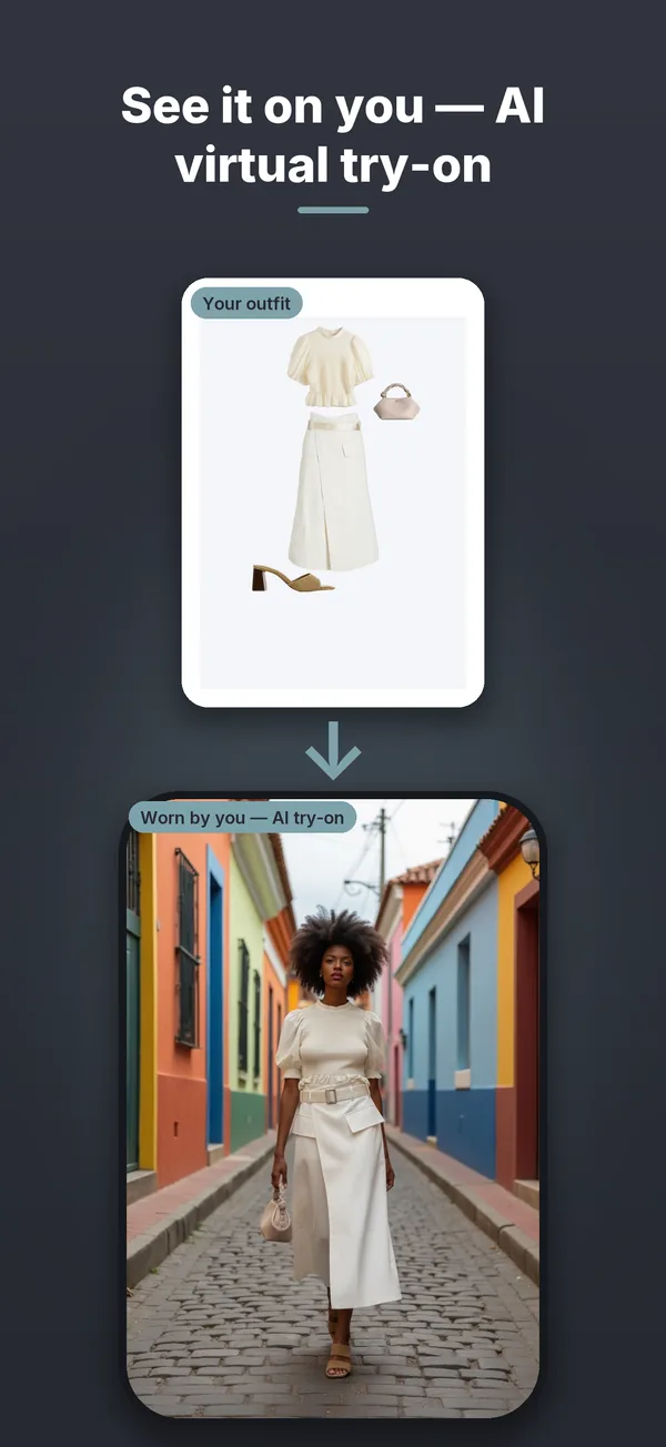 Alama Wardrobe app — AI try-on