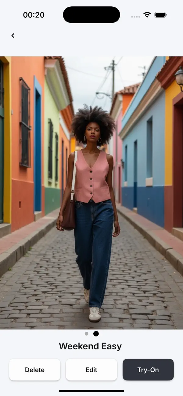 Alama Wardrobe app — AI try-on